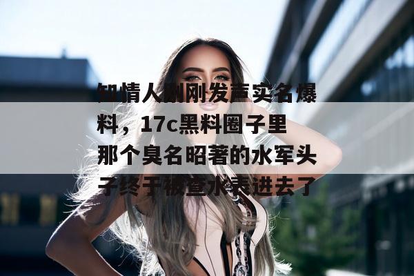 知情人刚刚发声实名爆料，17c黑料圈子里那个臭名昭著的水军头子终于被查水表进去了